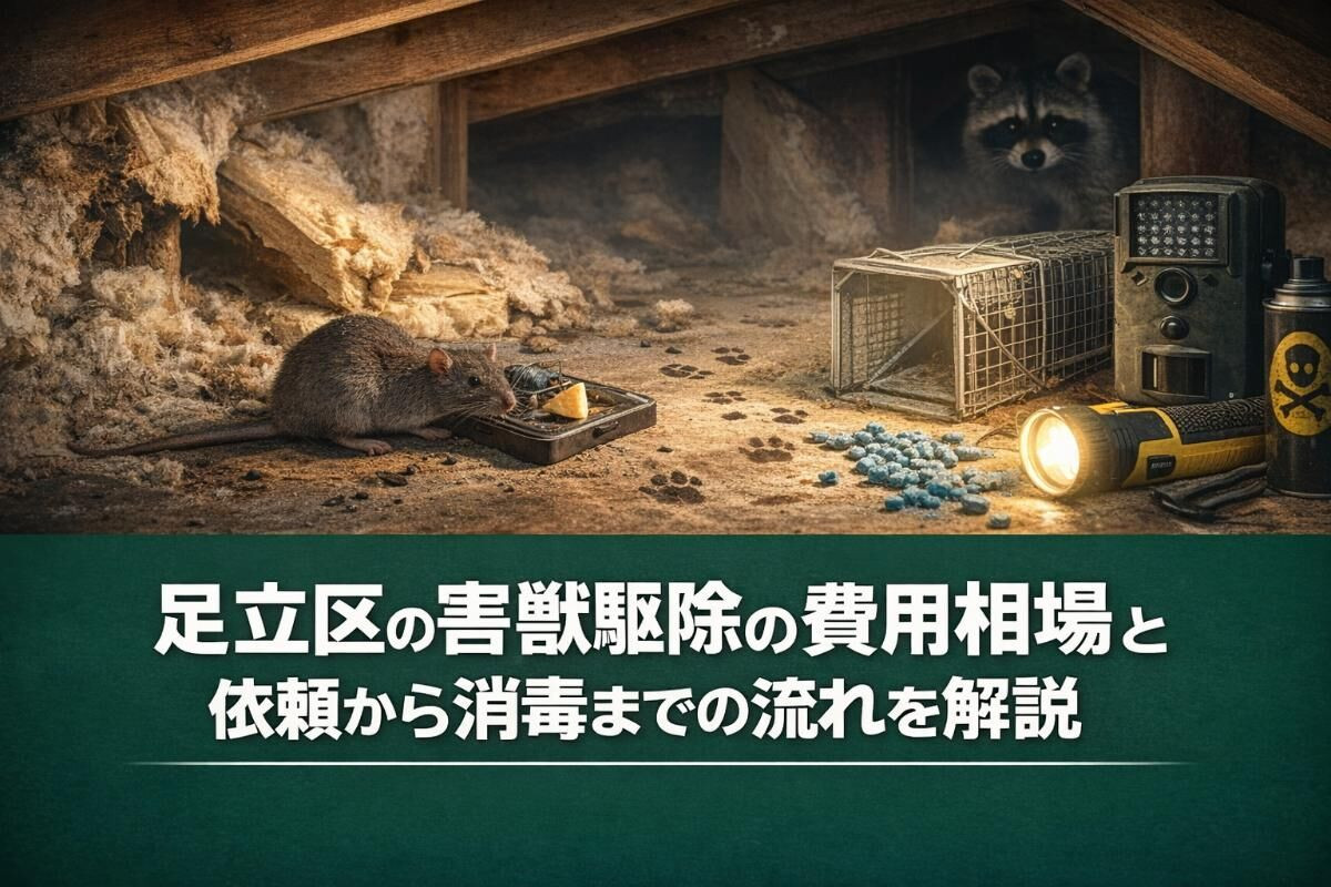 足立区の害獣駆除の費用相場と依頼から消毒までの流れを解説｜屋根裏・天井裏の事例も紹介