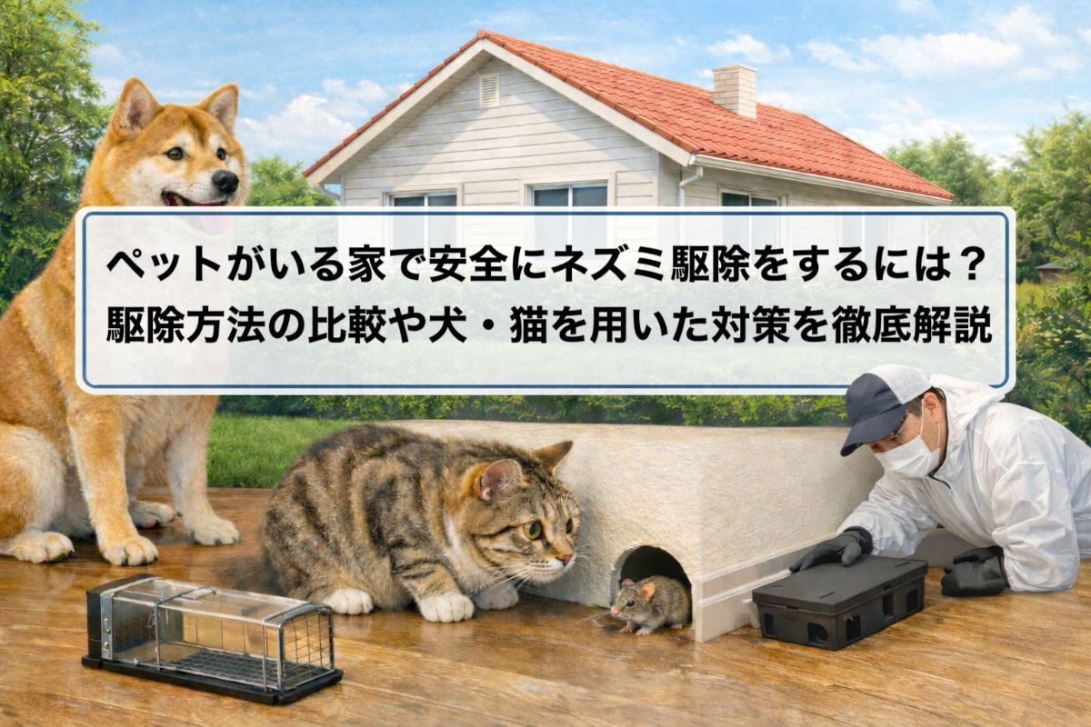 ペットがいる家で安全にネズミ駆除をするには？駆除方法の比較や犬・猫を用いた対策を徹底解説