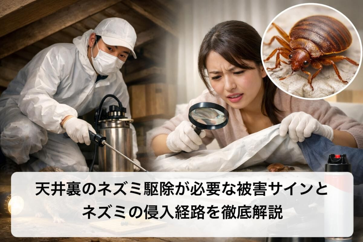天井裏のネズミ・トコジラミの駆除が必要な被害サインと侵入経路を徹底解説