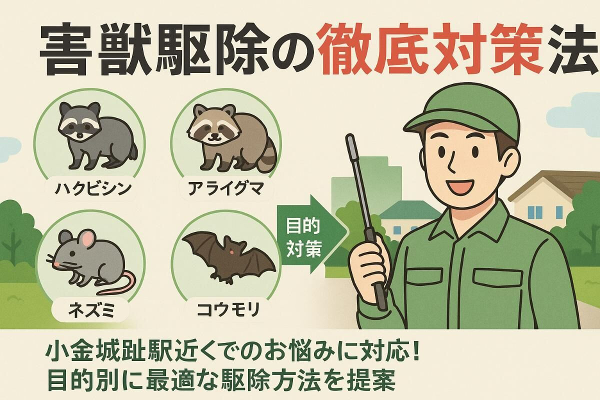 小金城趾駅近辺での害獣駆除のお悩みを解決します！目的別の徹底的な対策方法