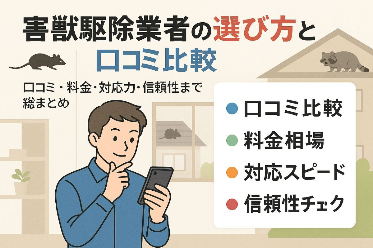害獣駆除業者の選び方と口コミ比較｜料金や対応・信頼性まで徹底解説